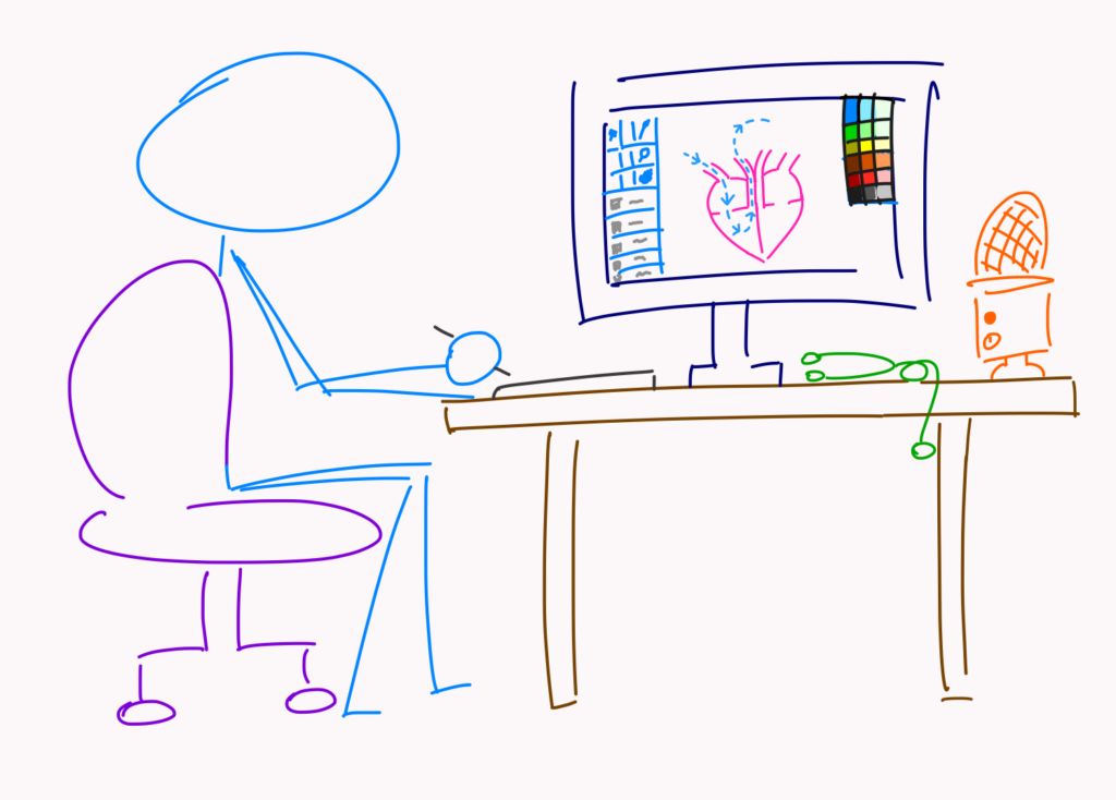 Image of GP drawing on his computer